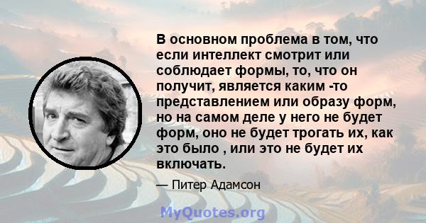 В основном проблема в том, что если интеллект смотрит или соблюдает формы, то, что он получит, является каким -то представлением или образу форм, но на самом деле у него не будет форм, оно не будет трогать их, как это