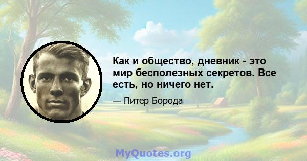 Как и общество, дневник - это мир бесполезных секретов. Все есть, но ничего нет.