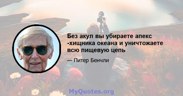 Без акул вы убираете апекс -хищника океана и уничтожаете всю пищевую цепь