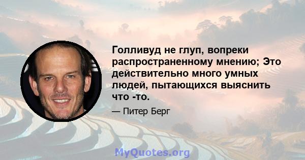 Голливуд не глуп, вопреки распространенному мнению; Это действительно много умных людей, пытающихся выяснить что -то.