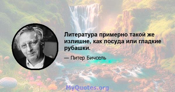 Литература примерно такой же излишне, как посуда или гладкие рубашки.