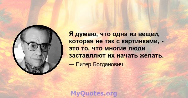 Я думаю, что одна из вещей, которая не так с картинками, - это то, что многие люди заставляют их начать желать.