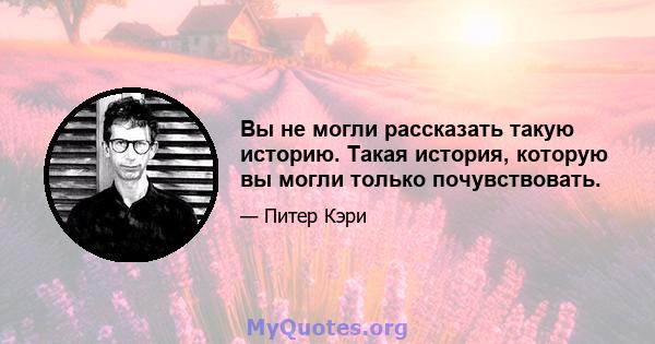 Вы не могли рассказать такую ​​историю. Такая история, которую вы могли только почувствовать.