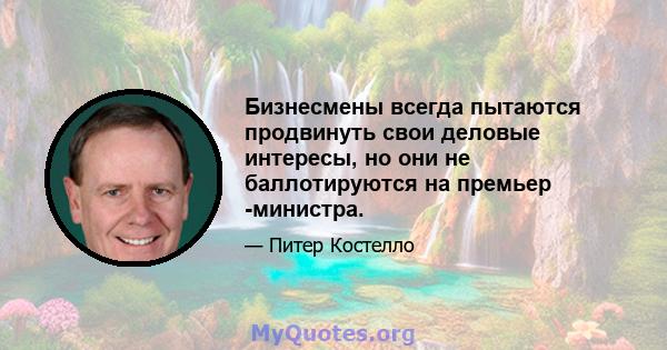 Бизнесмены всегда пытаются продвинуть свои деловые интересы, но они не баллотируются на премьер -министра.