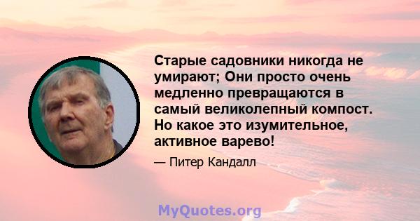 Старые садовники никогда не умирают; Они просто очень медленно превращаются в самый великолепный компост. Но какое это изумительное, активное варево!