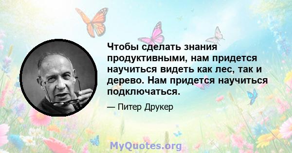 Чтобы сделать знания продуктивными, нам придется научиться видеть как лес, так и дерево. Нам придется научиться подключаться.