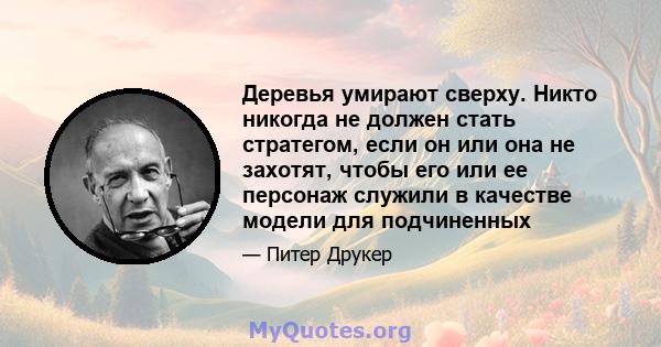 Деревья умирают сверху. Никто никогда не должен стать стратегом, если он или она не захотят, чтобы его или ее персонаж служили в качестве модели для подчиненных