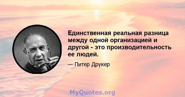 Единственная реальная разница между одной организацией и другой - это производительность ее людей.