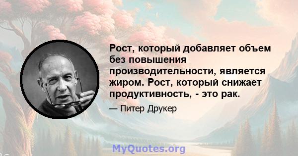 Рост, который добавляет объем без повышения производительности, является жиром. Рост, который снижает продуктивность, - это рак.