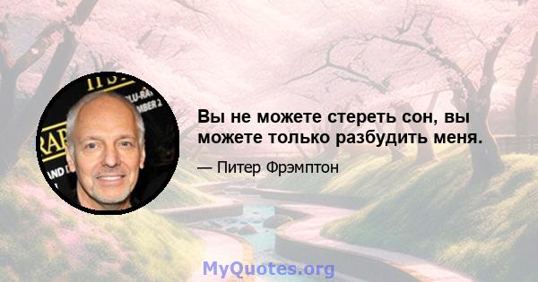 Вы не можете стереть сон, вы можете только разбудить меня.