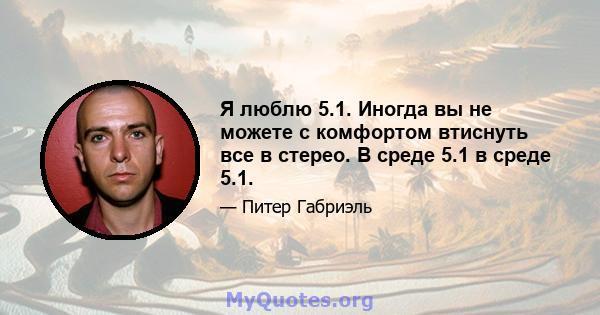 Я люблю 5.1. Иногда вы не можете с комфортом втиснуть все в стерео. В среде 5.1 в среде 5.1.