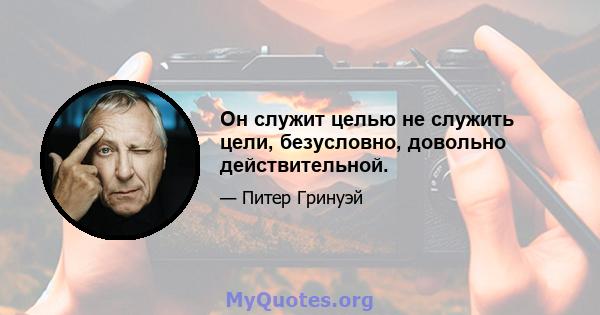 Он служит целью не служить цели, безусловно, довольно действительной.