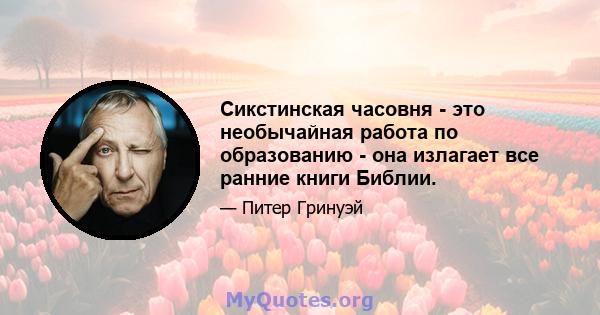 Сикстинская часовня - это необычайная работа по образованию - она ​​излагает все ранние книги Библии.