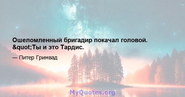 Ошеломленный бригадир покачал головой. "Ты и это Тардис.