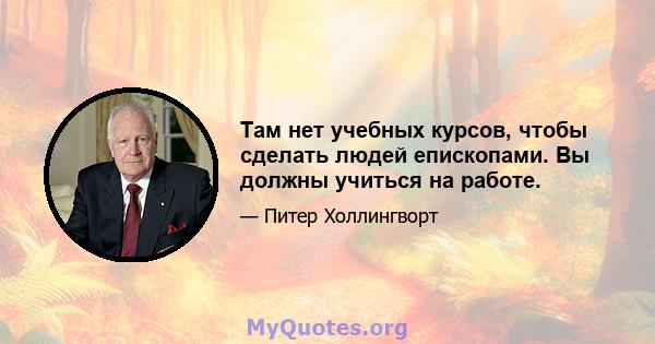 Там нет учебных курсов, чтобы сделать людей епископами. Вы должны учиться на работе.