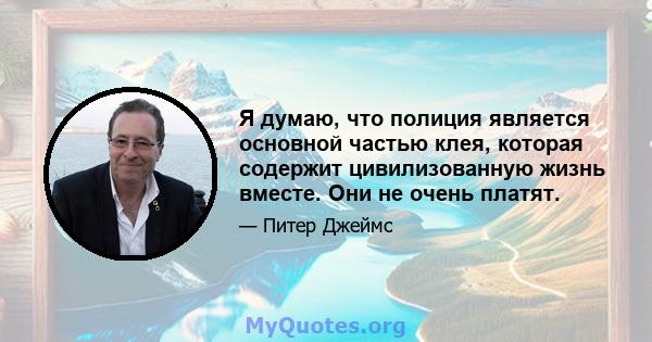 Я думаю, что полиция является основной частью клея, которая содержит цивилизованную жизнь вместе. Они не очень платят.