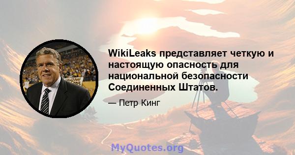 WikiLeaks представляет четкую и настоящую опасность для национальной безопасности Соединенных Штатов.