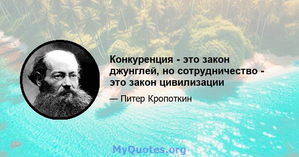 Конкуренция - это закон джунглей, но сотрудничество - это закон цивилизации