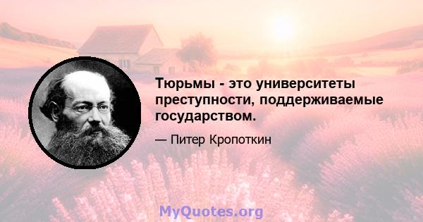 Тюрьмы - это университеты преступности, поддерживаемые государством.