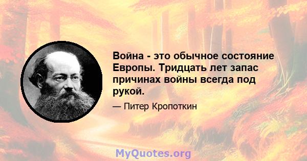 Война - это обычное состояние Европы. Тридцать лет запас причинах войны всегда под рукой.