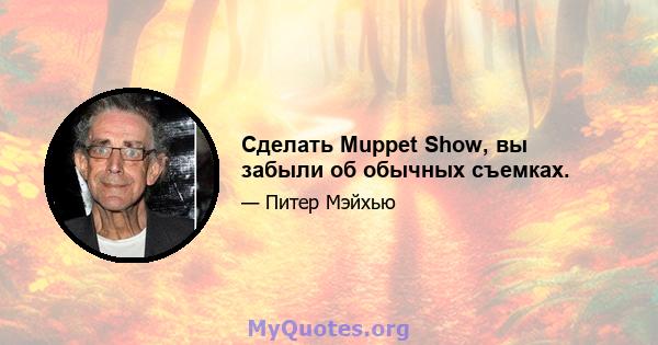 Сделать Muppet Show, вы забыли об обычных съемках.