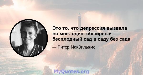 Это то, что депрессия вызвала во мне: один, обширный бесплодный сад в саду без сада