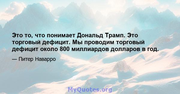 Это то, что понимает Дональд Трамп. Это торговый дефицит. Мы проводим торговый дефицит около 800 миллиардов долларов в год.