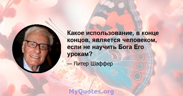 Какое использование, в конце концов, является человеком, если не научить Бога Его урокам?