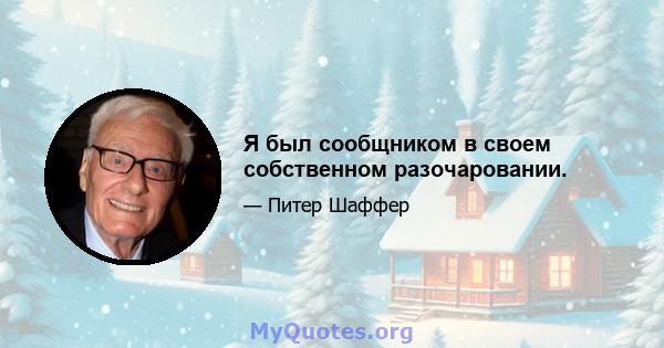 Я был сообщником в своем собственном разочаровании.