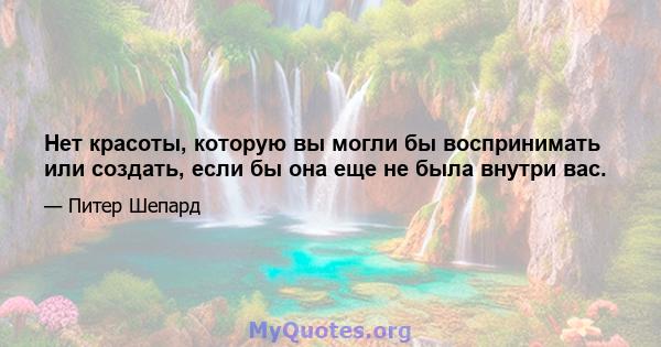 Нет красоты, которую вы могли бы воспринимать или создать, если бы она еще не была внутри вас.