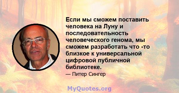 Если мы сможем поставить человека на Луну и последовательность человеческого генома, мы сможем разработать что -то близкое к универсальной цифровой публичной библиотеке.