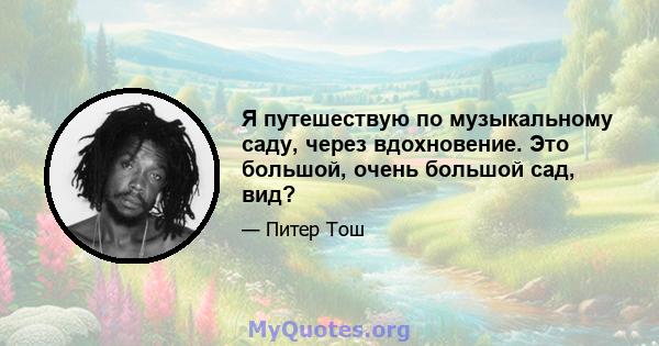 Я путешествую по музыкальному саду, через вдохновение. Это большой, очень большой сад, вид?