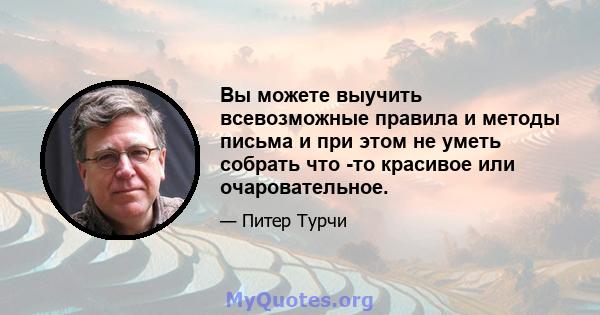 Вы можете выучить всевозможные правила и методы письма и при этом не уметь собрать что -то красивое или очаровательное.