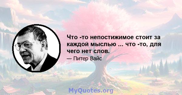 Что -то непостижимое стоит за каждой мыслью ... что -то, для чего нет слов.