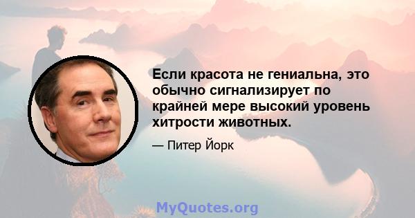 Если красота не гениальна, это обычно сигнализирует по крайней мере высокий уровень хитрости животных.