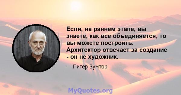 Если, на раннем этапе, вы знаете, как все объединяется, то вы можете построить. Архитектор отвечает за создание - он не художник.