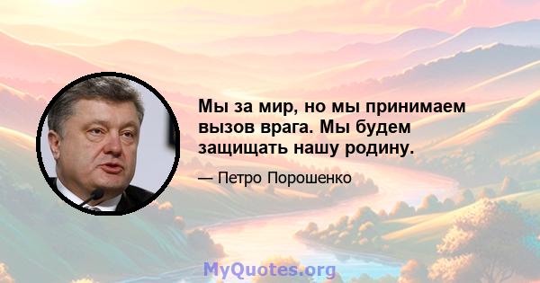 Мы за мир, но мы принимаем вызов врага. Мы будем защищать нашу родину.