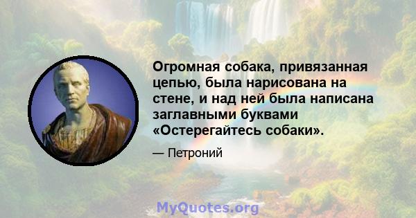 Огромная собака, привязанная цепью, была нарисована на стене, и над ней была написана заглавными буквами «Остерегайтесь собаки».