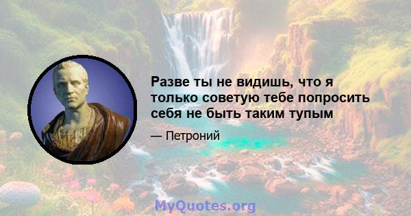 Разве ты не видишь, что я только советую тебе попросить себя не быть таким тупым