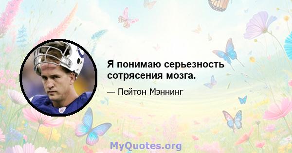 Я понимаю серьезность сотрясения мозга.