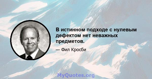 В истинном подходе с нулевым дефектом нет неважных предметов.