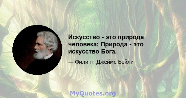 Искусство - это природа человека; Природа - это искусство Бога.