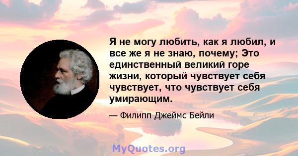 Я не могу любить, как я любил, и все же я не знаю, почему; Это единственный великий горе жизни, который чувствует себя чувствует, что чувствует себя умирающим.