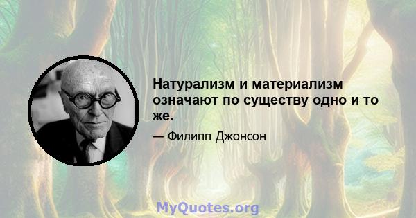 Натурализм и материализм означают по существу одно и то же.