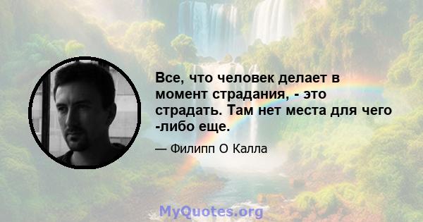 Все, что человек делает в момент страдания, - это страдать. Там нет места для чего -либо еще.