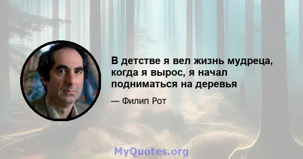 В детстве я вел жизнь мудреца, когда я вырос, я начал подниматься на деревья