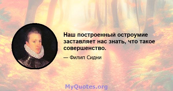 Наш построенный остроумие заставляет нас знать, что такое совершенство.