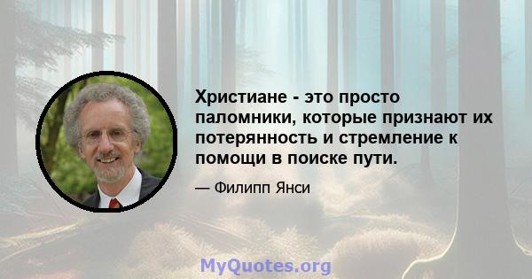 Христиане - это просто паломники, которые признают их потерянность и стремление к помощи в поиске пути.