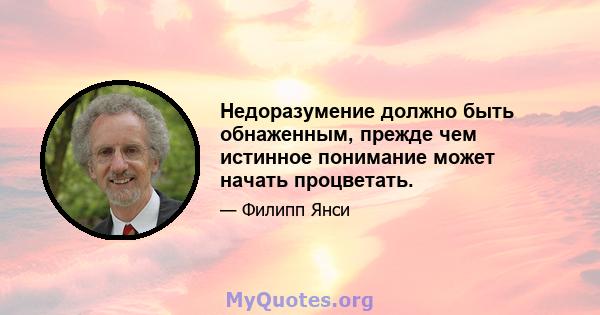 Недоразумение должно быть обнаженным, прежде чем истинное понимание может начать процветать.