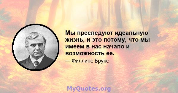 Мы преследуют идеальную жизнь, и это потому, что мы имеем в нас начало и возможность ее.